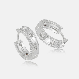 Vertical Pattern Diamonds 925 Sterling Silver Earrings