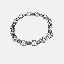 Punk Pig Nose Link Dot Pattern Stainless Steel Bracelet