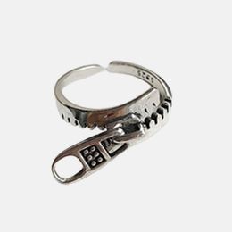 Simple Zipper Shaped Sterling Silver Adjustable Ring