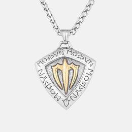 Pendentif vintage en acier inoxydable Shield Trident