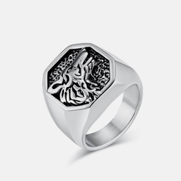 Nordic Wolf Head Stainless Steel Animal Ring
