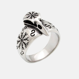Nordic Vegvisir Raven Stainless Steel Viking Ring