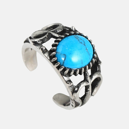 Poseidon Fork Turquoise Stainless Steel Hollow Ring