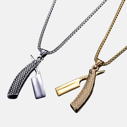 Retro Straight Razor Stainless Steel Pendant