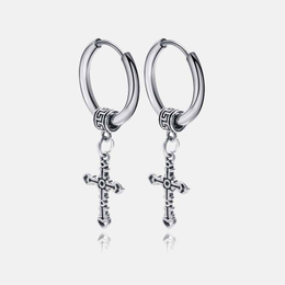 Hip-Hop Cross Stainless Steel Earrings