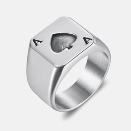 Poker Stainless Steel Men's Spades Ring