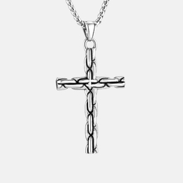 Punk Chain Block Cross Stainless Steel Pendant