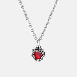 Thorn Rose Gemstone Stainless Steel Necklace