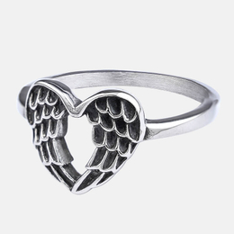 Heart Angel Wing Stainless Steel Ring