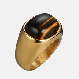 Retro Tiger's Eye Stainless Steel Men's Gemstone Ring