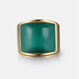Gold Colored Stainless Steel Men's Gemstone Ring