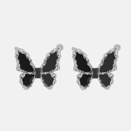 Fashion Butterfly Stainless Steel Zircon Earrings