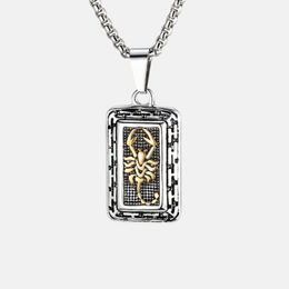 Vintage Scorpion Stainless Steel Square Pendant