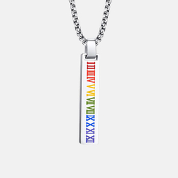 Roman Numeral Rainbow Stainless Steel Pendant
