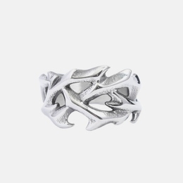 Vintage Flower of Thorns Stainless Steel Hollow Ring