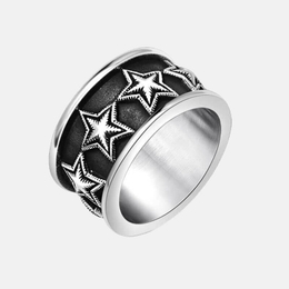 Retro Star Stainless Steel Band Ring