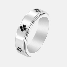 Four Leaf Clover Stainless Steel Spinner Ring