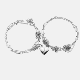 Stitching Heart Stainless Steel Couple Bracelet