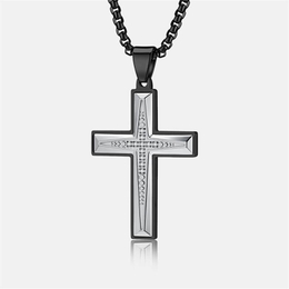 Geometric Cut Stainless Steel Cross Pendant
