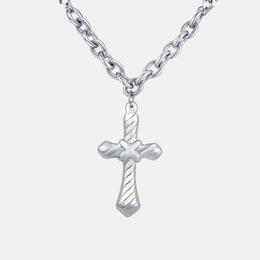 Double Cross Twill Pattern Stainless Steel Pendant