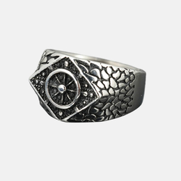 Geometric Rudder Fish Scale Stainless Steel Ring