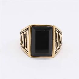 Retro Black Stone Stainless Steel Ring
