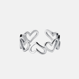 Heart To Heart Design Sterling Silver Open Ring