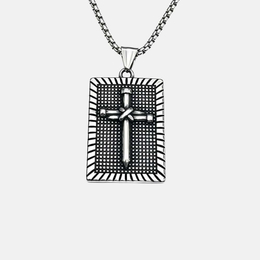 Vintage Nail Cross Stainless Steel Square Pendant