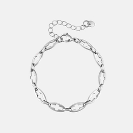 Simple Oval Cross Cutout Stainless Steel Bracelet