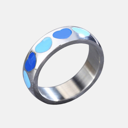 Simple Coloured Heart Shaped Stainless Steel Ring