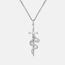Punk Cross Sword Snake Stainless Steel Pendant