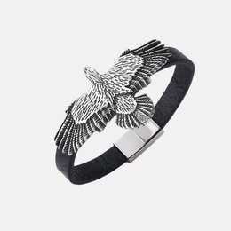 Vintage Eagle Stainless Steel Leather Bracelet
