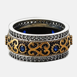 Sapphire Pattern Sterling Silver Men's Ring