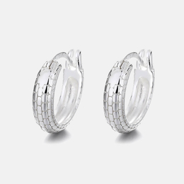 Geometric Snakeskin Check Sterling Silver Earrings