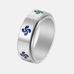 Schlichter bunter Windmühlen-Spinnerring aus Edelstahl