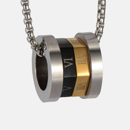 Roman Numerals Stainless Steel Couple Pendant