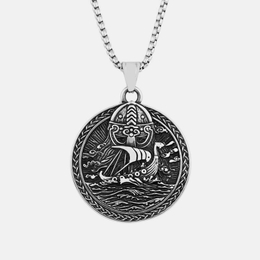 Vintage Pirate Ship Stainless Steel Viking Pendant
