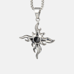 Hip Hop Flame Cross Stainless Steel Pendant