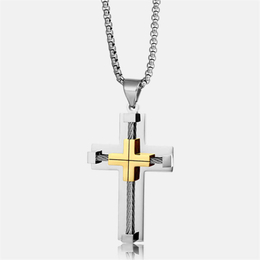 Simple Double Cross Stainless Steel Pendant