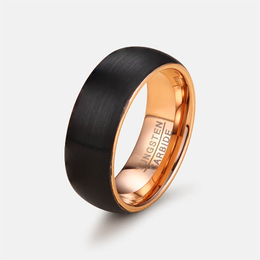 Simple Black Tungsten Steel Rose Gold Men's Ring