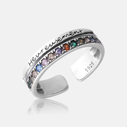 Double Layer Gemstone Letter Sterling Silver Ring