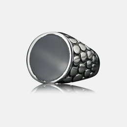 Bague en acier inoxydable obsidienne simple vintage