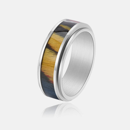 Simple Wood Grain Stainless Steel Spinner Ring