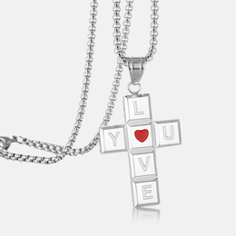 Personalized Letter LOVE Stainless Steel Cross Pendant