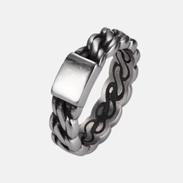 Retro Woven Pattern Stainless Steel Ring