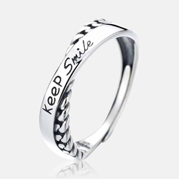Keep Smile Crossed Sterling Silver Open Ring