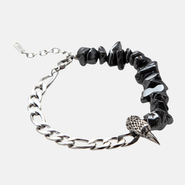 Eagle Beak Black Stone Stainless Steel Bracelet