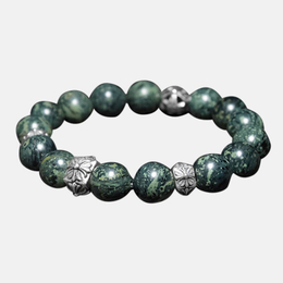 925 Sterling Silver Green Stone Men's Bracelet