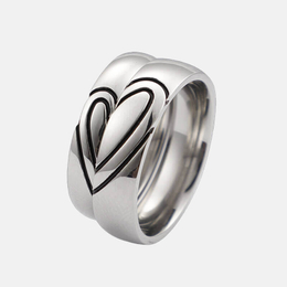 Creative Heart Shaped Stainless Steel Couple Ring