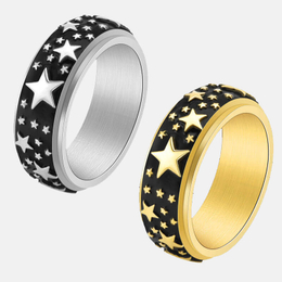 Rotating Star Design Stainless Steel Spinner Ring